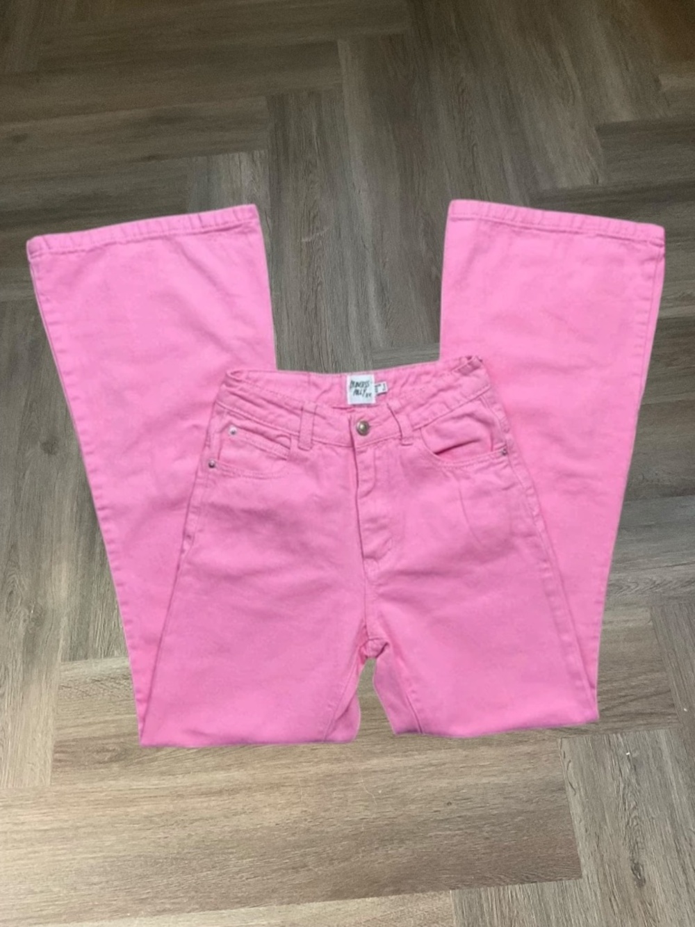 Princess Polly Flare Jeans Womens 2 Pink High Waisted Denim Bell Bottoms